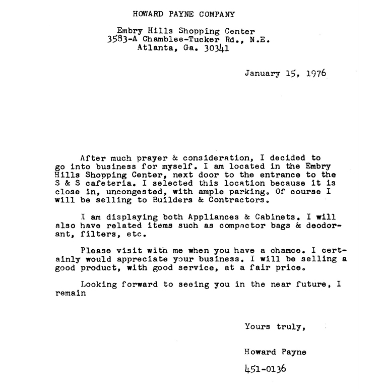 Howard Payne Company – 1976